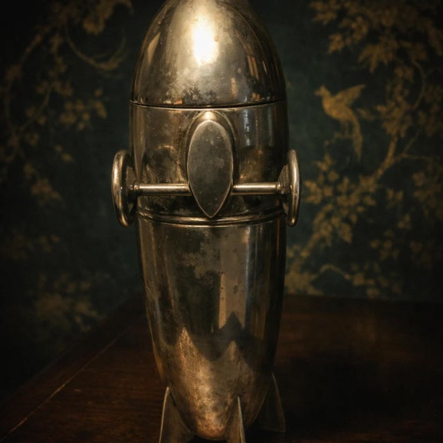 Title: Museum-Grade "Rocket" Cocktail Shaker | 1930s German Art Deco Zeppelin Design | Rare Chrome Barware Relic...