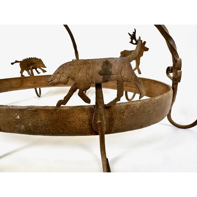 Antique French Kitchen Pot Rack in Wrought Iron, 1800s For Sale - Image 9 of 16