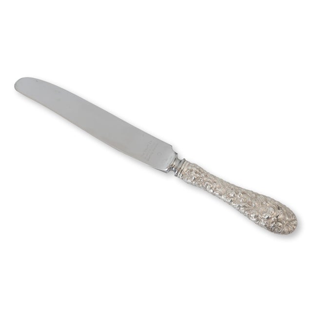 Traditional Kirk Stieff Rose Pattern Sterling Silver Dinner Knives, S/7 For Sale - Image 3 of 3