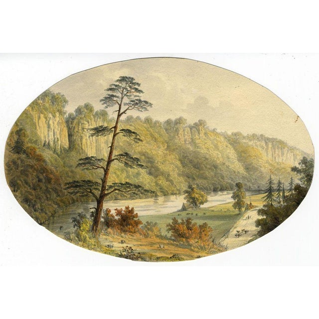 An original mid-19th-century watercolour painting, Ellis, River Derwent, Matlock, Peak District.A very fine watercolour...