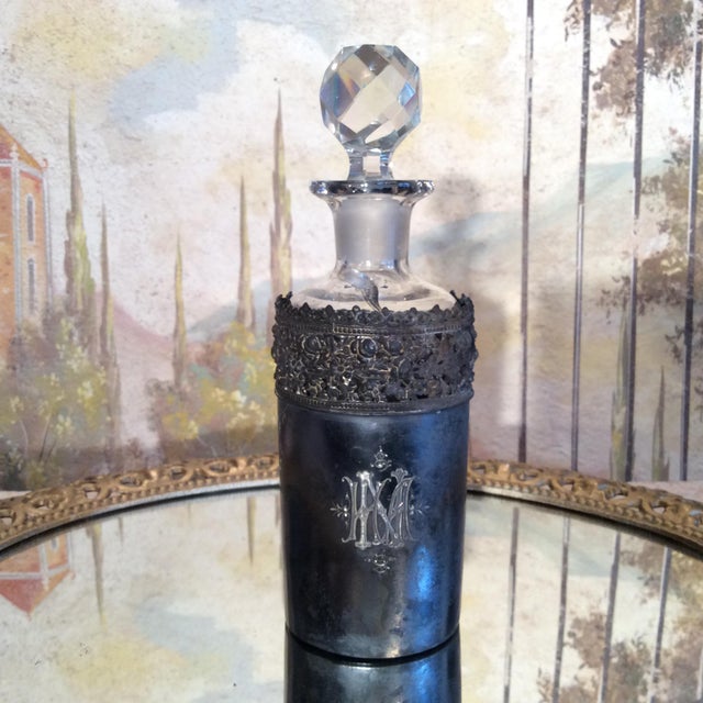 Silver Plate Engraved Perfume Bottle Chairish