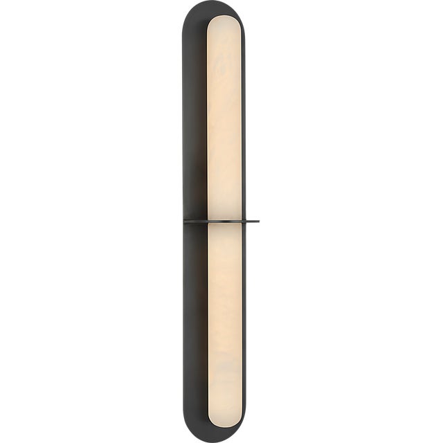 2020s Kelly Wearstler for Visual Comfort Signature Fosse 28" Linear Tube Sconce in Bronze with Alabaster For Sale - Image 5 of 11