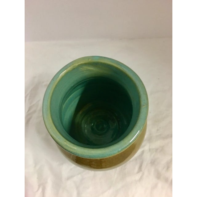 1970s Vintage Ceramic Vase With Aqua Interior For Sale - Image 5 of 10
