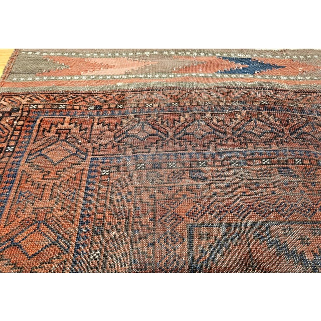 Antique Afghan Gallery Rug, Handwoven Wool, Geometric Design, 1880s For Sale - Image 12 of 12