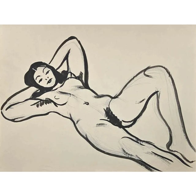 Nude is an original drawing in watercolor, realized in the Mid-20th Century by Jean Delpech (1916-1988). Good conditions....