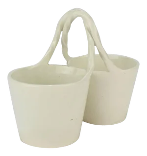 Antique 18th Century Wedgwood Creamware Basket Form Double Salt Cellar