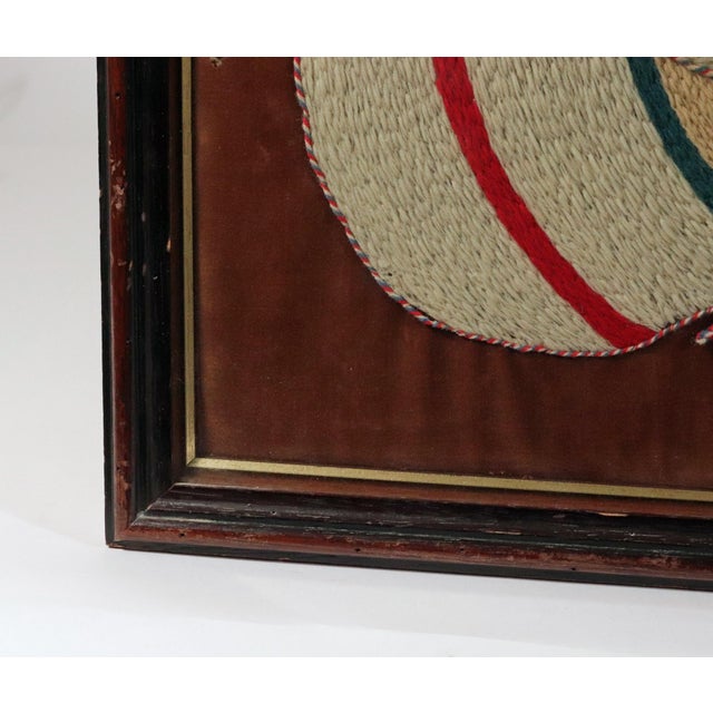 Textile Sailor's Woolworks, Rare Square Pair on Velvet With Union Jack, Stars and Stripes and Royal Navy Ensigns For Sale - Image 7 of 13