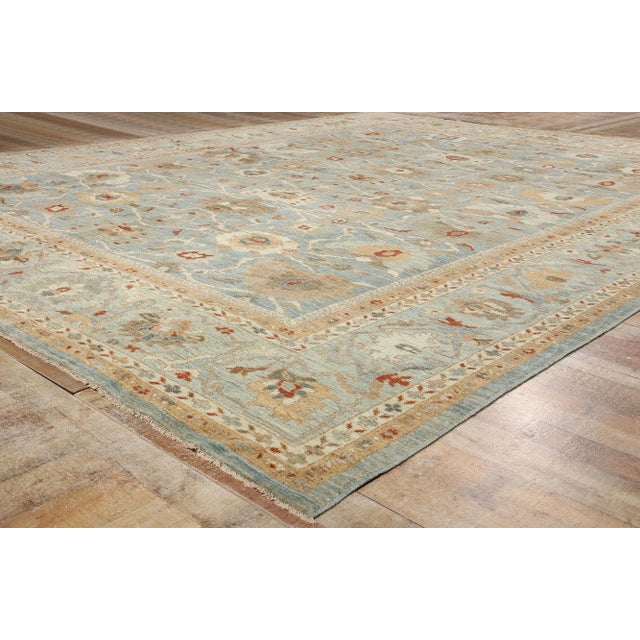 Textile Blue Persian Sultanabad Rug - 12'08 X 15'09 For Sale - Image 7 of 9