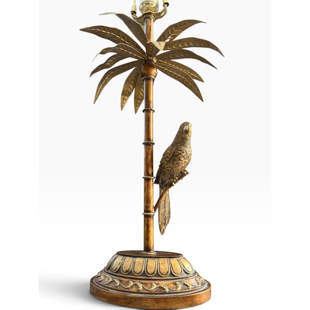 Vintage Maitland-Smith Parrot-in-Palm-Tree Table Lamp in the Glamorous Hollywood Regency / Palm Beach Regency Traditio For Sale In Portland, ME - Image 6 of 12