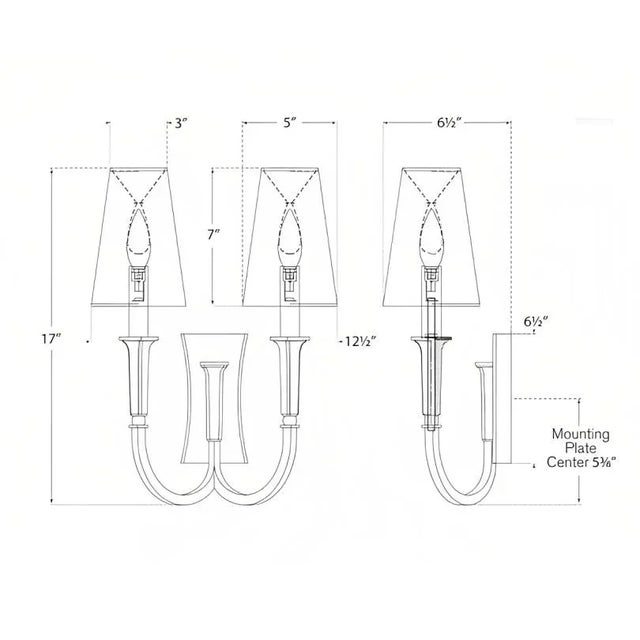 Visual Comfort Thomas O'Brien for Visual Comfort Signature Delphia Large Double Arm Sconce in Polished Nickel with Linen Shade For Sale - Image 4 of 4