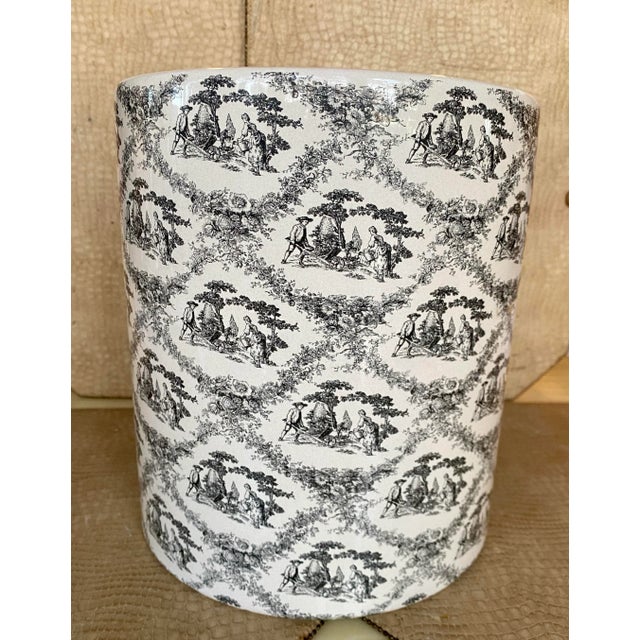 Vintage Labrazel Ceramic Toile Wastebasket. Made in Italy this Wastebasket was made by the finest Artisans. It can be used...