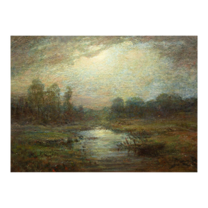American Tonalist Antique Oil Painting of Moonlit Nocturnal Landscape