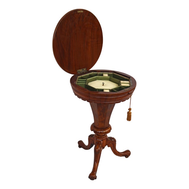 Victorian Style Round Sewing Table For Sale