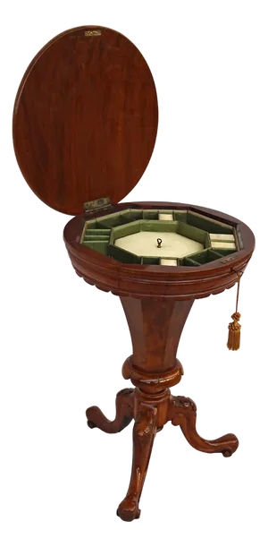 Victorian Style Round Sewing Table