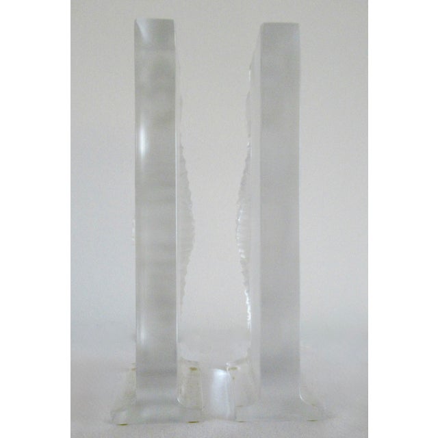 C. 1999-2003 Rene Lalique France Signed "Poseidon" Crystal Glass Frosted Bookends - Pair For Sale - Image 14 of 14