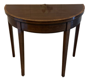 Antique Georgian Mahogany Demi Lune Console Table and Fold Over Card Games Table, 1800