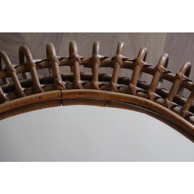 Rattan and Bamboo Round Wall Mirror by Franco Albini, 1960s For Sale - Image 10 of 15