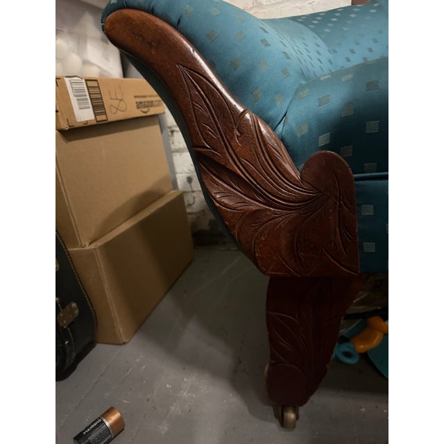 Victorian Carved Walnut Loveseat With Brass Castors | Circa 1860s–1890s For Sale In New York - Image 6 of 8