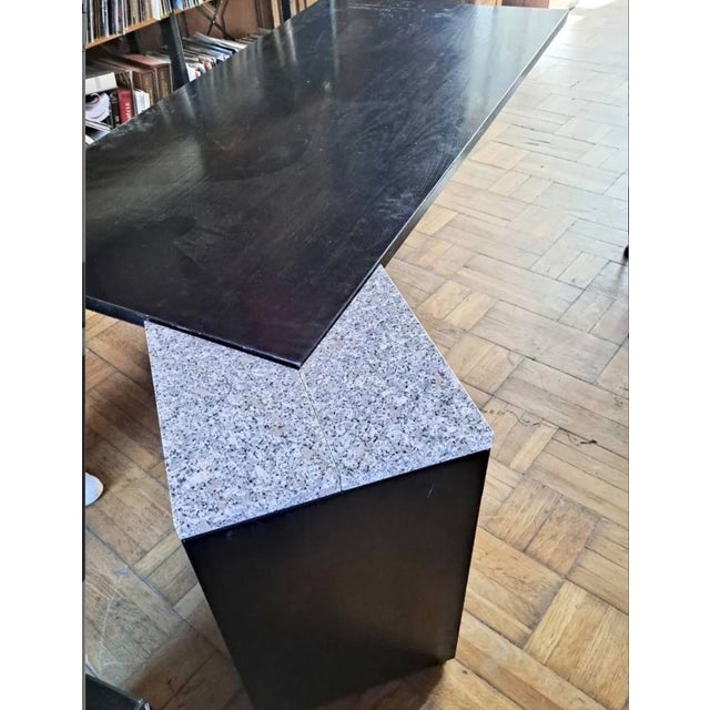 Large lacquered wood and granite desk, circa 1980. Probably Italian made. Good condition. Can be completely disassembled.