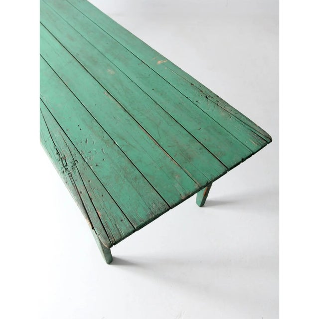 Wood Antique Green Wooden Folding Table 8 Ft For Sale - Image 7 of 12
