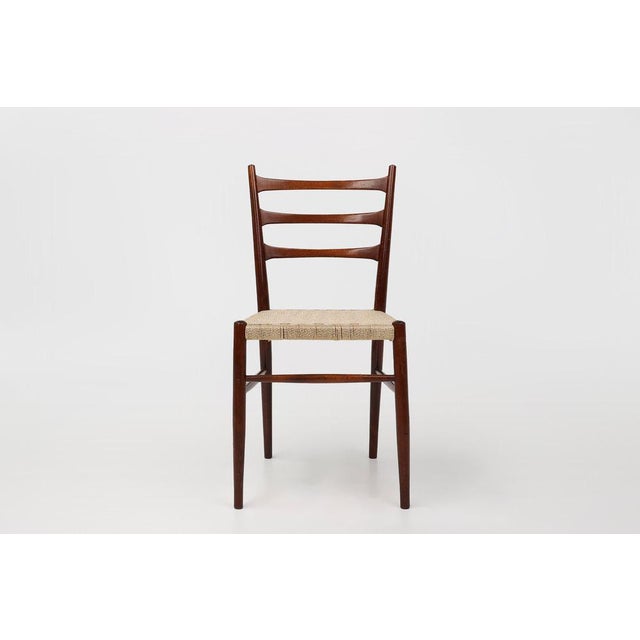 Mid-Century Modern Vintage Belgian Teak Dining Chairs with Braided Rope Seat, 1960s, Set of 2 For Sale - Image 3 of 15