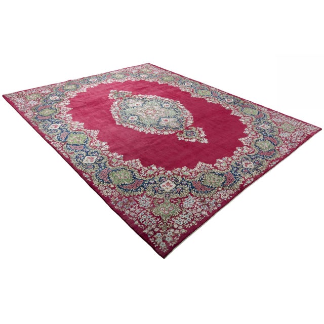 Mid-Century Modern Kerman Oriental Rug in Burgundy Red For Sale - Image 3 of 13