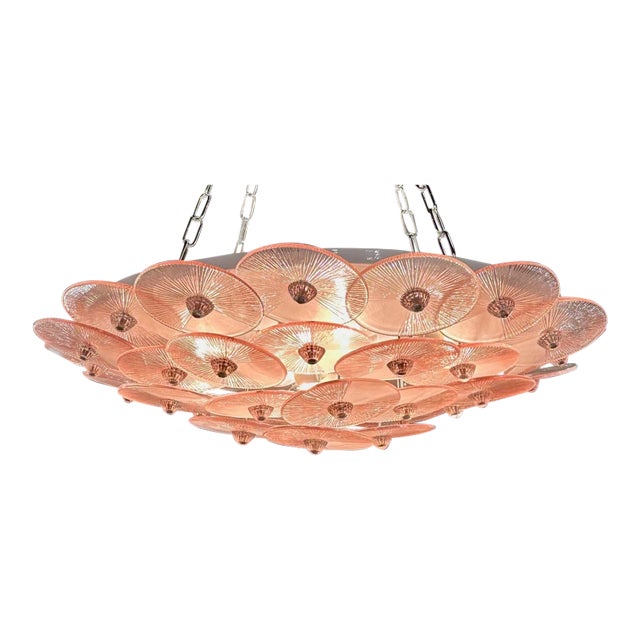 Murano Pink Disc Flush Mount For Sale