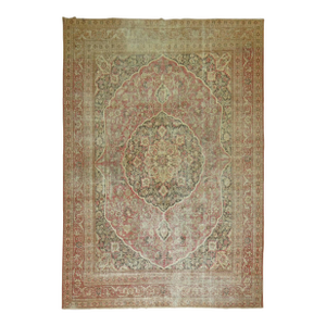 Zabihi Collection Worn Room size Persian Tabriz Rug