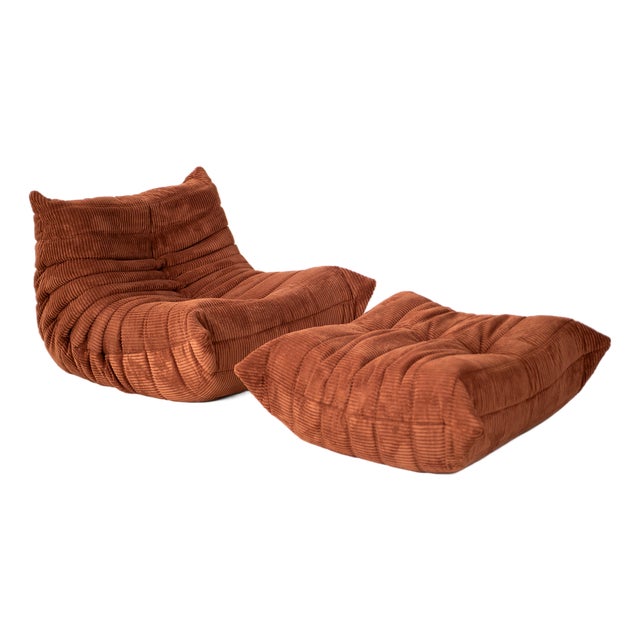 Set of Togo Lounge Chair and Ottoman by Michel Ducaroy for Ligne Roset, 1973 For Sale