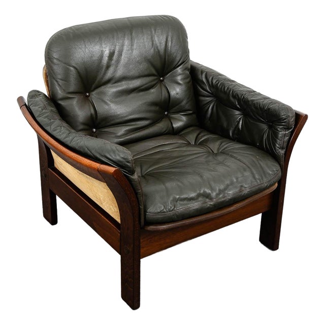 Mid Century Danish Modern Lounge Chair Dark Brown Leather Armchair Denmark MCM For Sale