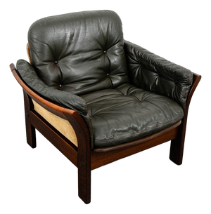 Mid Century Danish Modern Lounge Chair Dark Brown Leather Armchair Denmark MCM