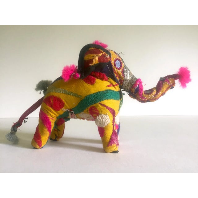 Vintage Mid Century Indian Rajasthan Multicolor Patchwork Fabric Elephant Figurine For Sale - Image 11 of 11