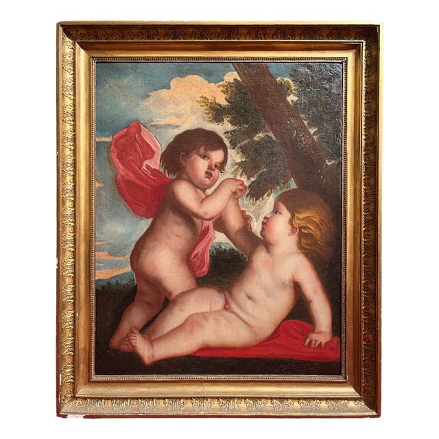 Alessandro Leone Varotari / Padovanino, Putti, Oil on Canvas, 17th Century, Framed For Sale