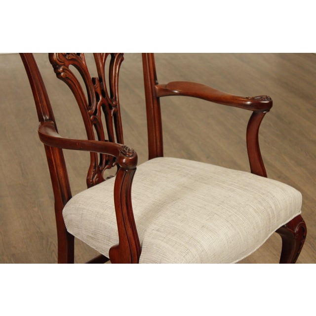 Chippendale Style Quality Set Of Eight Solid Mahogany Dining Chairs For Sale - Image 14 of 18