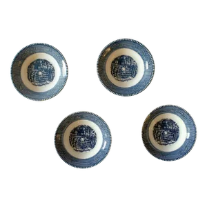 Mid 20th Century Currier & Ives Fruit/Dessert Bowl- Set of 4