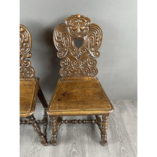 19th Century Late 19th Century Carved Wooden Chairs, Set of 2 For Sale - Image 5 of 7