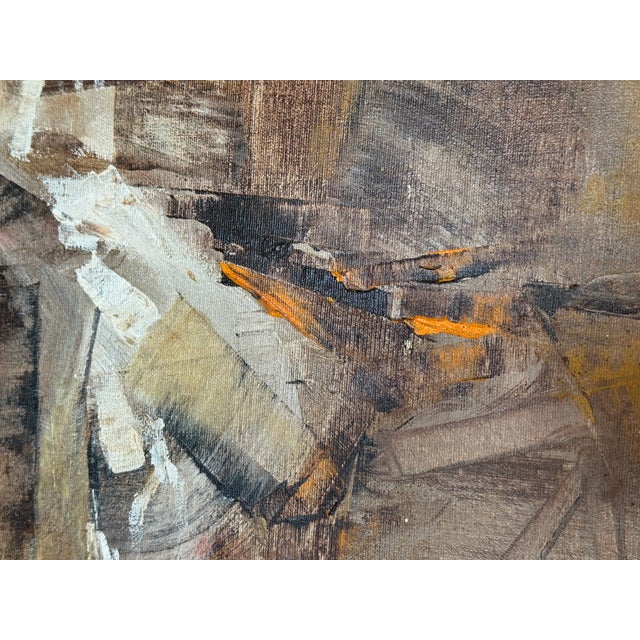 Brown Mid 20th Century Mid Century Abstract Expressionist Painting on Canvas, Framed For Sale - Image 8 of 12