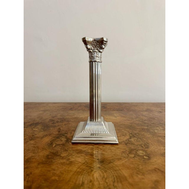 Antique Edwardian Silver Plated Candlesticks, 1900, Set of 2 For Sale - Image 3 of 6