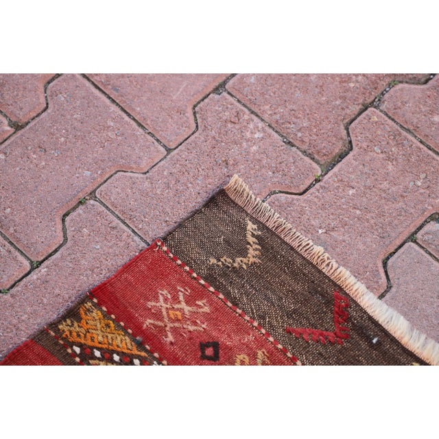 Textile 1980s Turkish Red Striped Cecim Kelim For Sale - Image 7 of 9