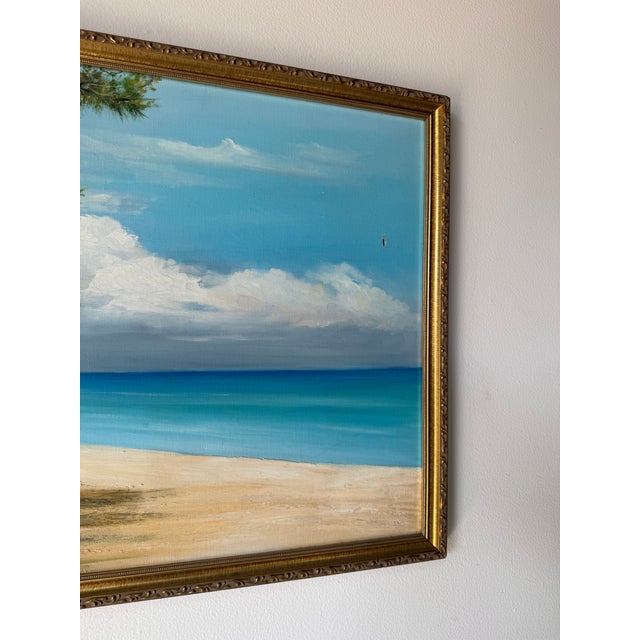Wood Vintage Beach Impressionist Landscape Oil on Canvas Painting – Framed For Sale - Image 7 of 10