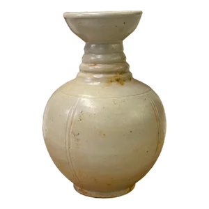 Chinese Handmade Ceramic Cream Off White Wide Vase Jar