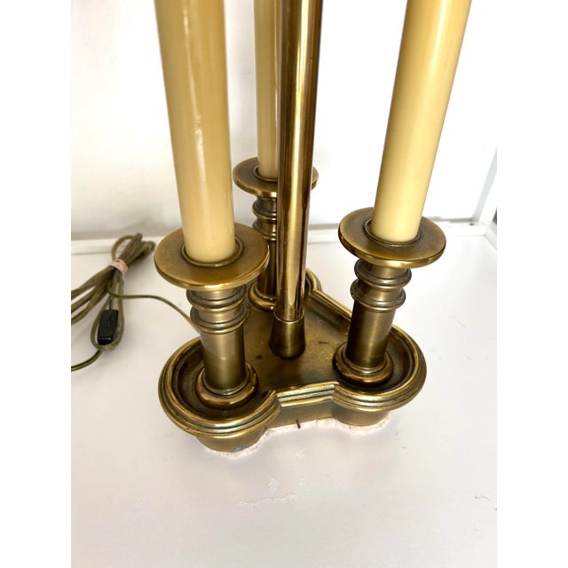 Metal Vintage Ethan Allen French Bouillotte Candlestick Brass Base Table Lamp For Sale - Image 7 of 8