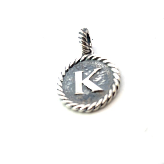 Traditional 1990s David Yurman Letter K Amulet Sterling Silver Estate For Sale - Image 3 of 4