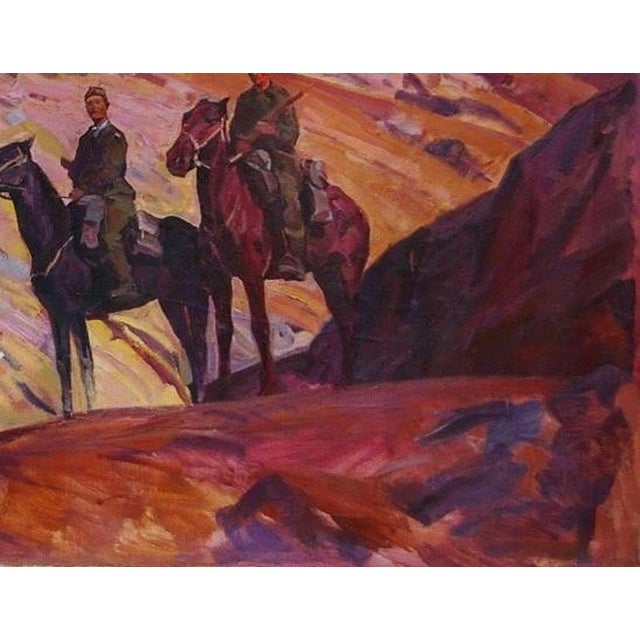 Soviet Guerrilla Patrol Oil Painting, Ukrainian Artist, 1979 111-145 For Sale - Image 6 of 6