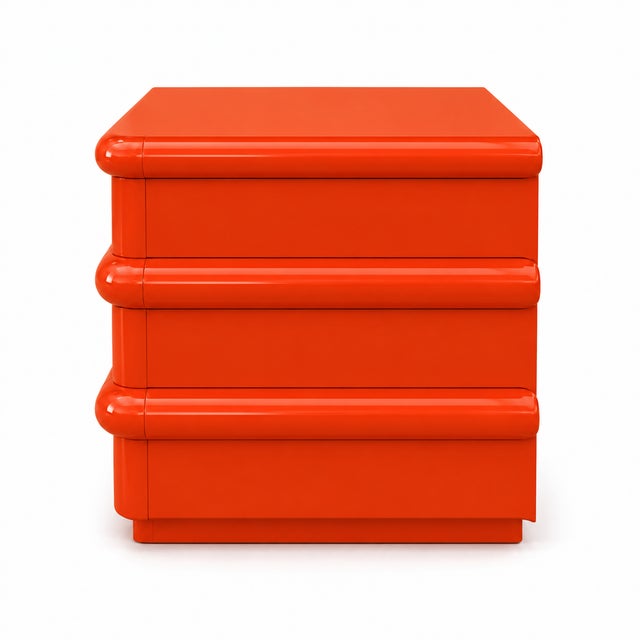 Postmodern Postmodern Orange Lacquered Bullnose Dresser For Sale - Image 3 of 4