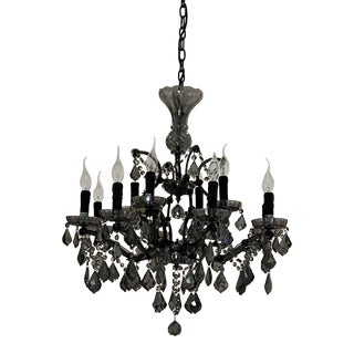 Restoration Hardware Rococo Iron & Crystal Round Chandelier For Sale