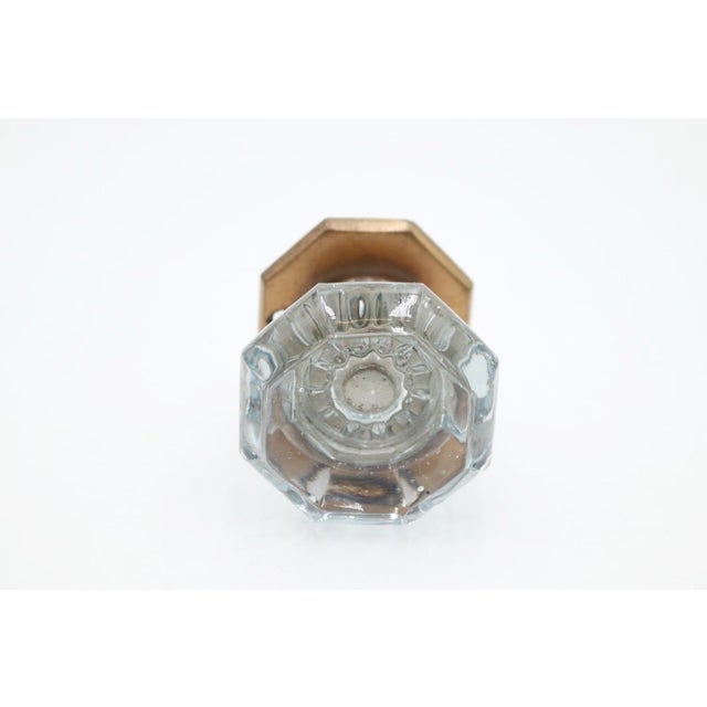 Traditional Vintage Octagon Glass Brass Dummy Door Knob For Sale - Image 3 of 6