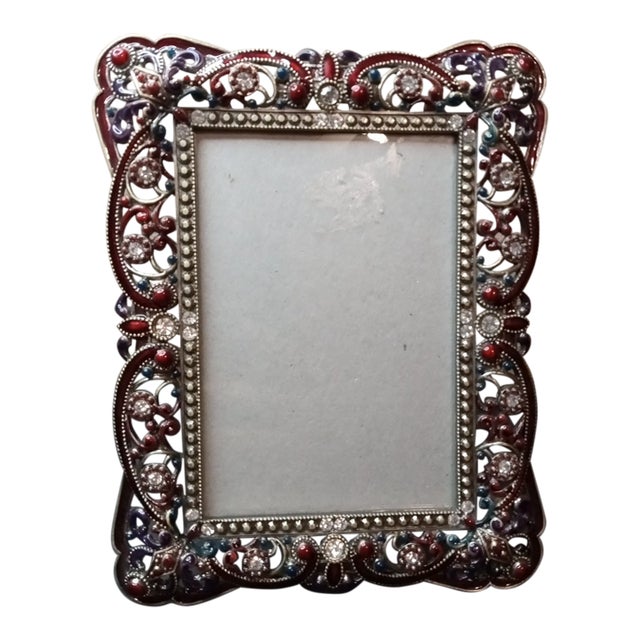 Gorgeous Signed Jay Strongwater Rhinestone & Enamel Photo Holder MSRP $499 For Sale