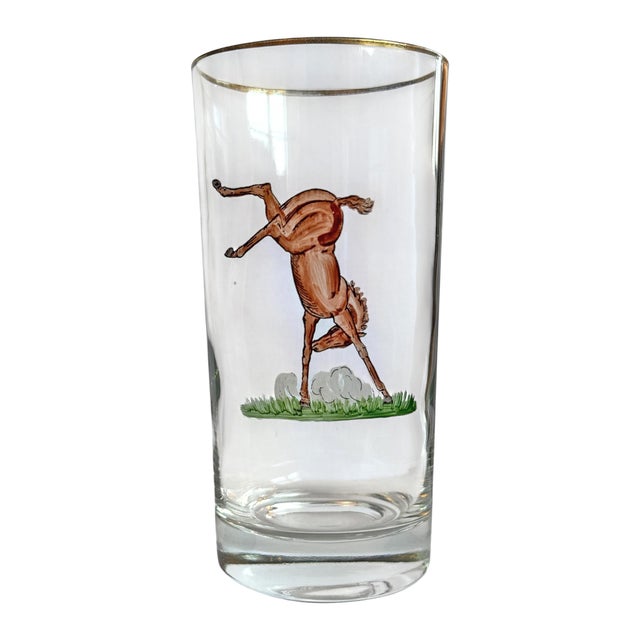 Set of Six Hand-Painted Horse Highball Glasses For Sale - Image 4 of 12