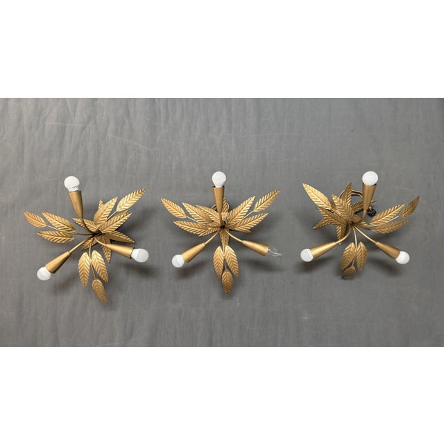 Iron Floral Ceiling Lamps, Spain, 1950s, Set of 3 For Sale - Image 10 of 10
